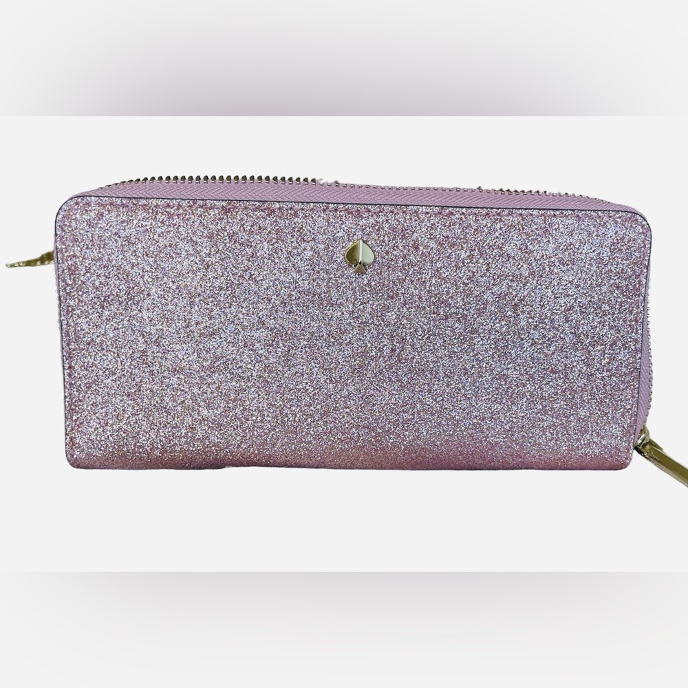 Kate Spade pink/rose glittery look gold purse/wallet. EUC.